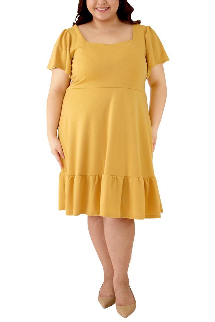 Knit Flare Sleeves Midi Dress (FDS-093)- Mustard>>>>>Before: Php 2,099.75