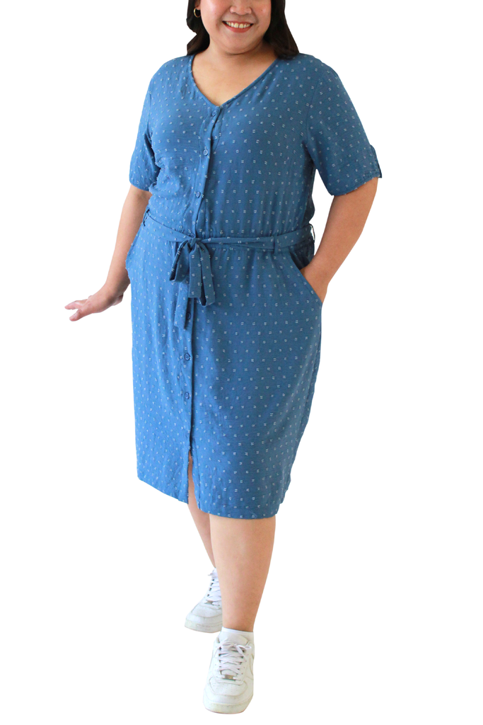 Button Down Midi Dress (FDS-051C)- Ink Blue>>>>>Before: Php 2,199.75
