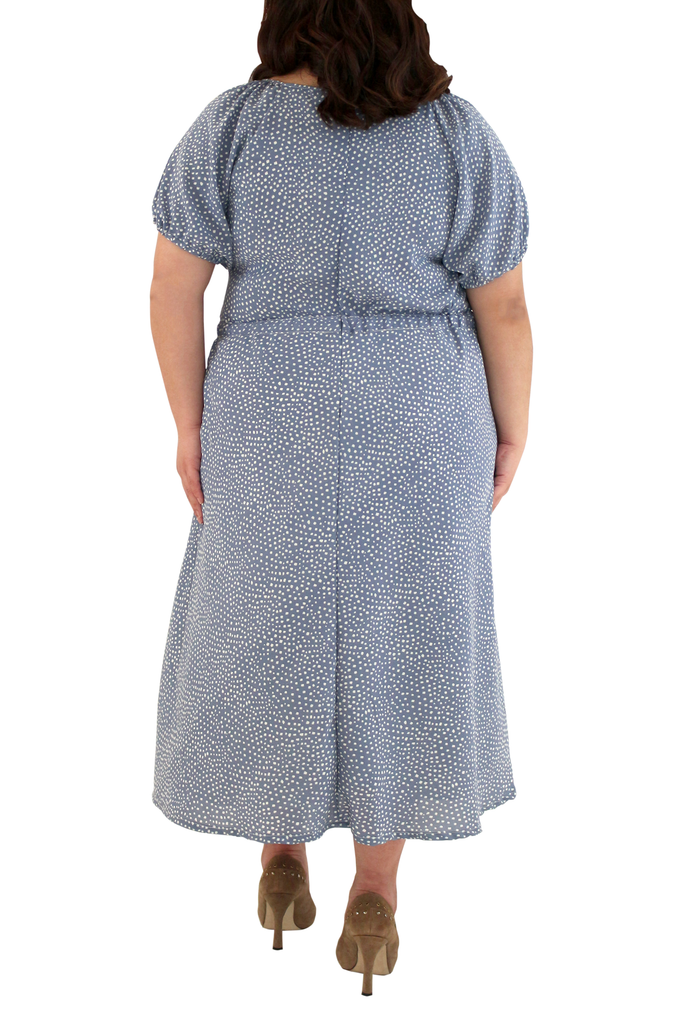 Shirred Midi Dress (FDS-090)- Blue>>>>>Before: Php 2,299.75