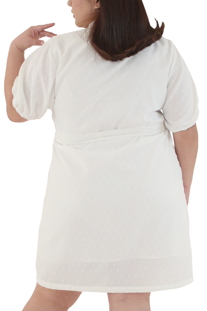 Bubble Garterised Waist Short Dress (FDS-063)- White>>>>>Before: Php 2,199.75
