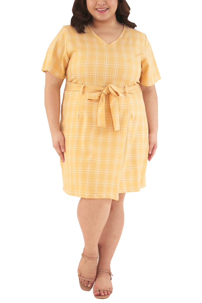 Overlap Skirt Short Dress (FDS-100)- Yellow