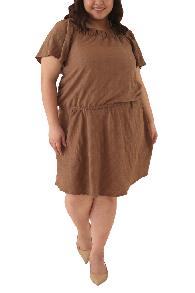 Frill Top and Short Skirt in Set (FSET-024)- Brown>>>>>Before: Php 2,299.75