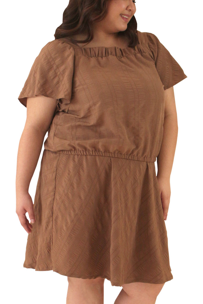 Frill Top and Short Skirt in Set (FSET-024)- Brown>>>>>Before: Php 2,299.75